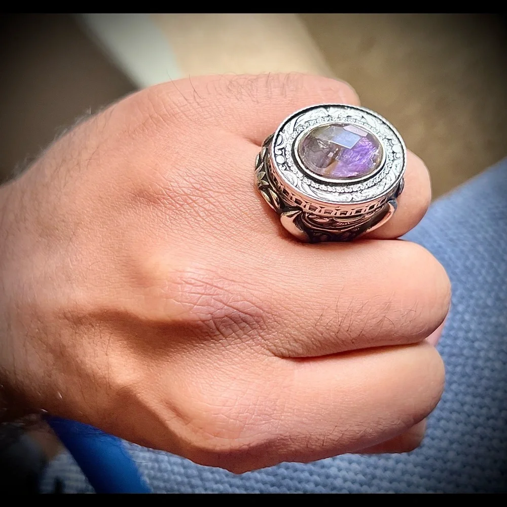sterling silver amethyst ring.  30 grams of silver.